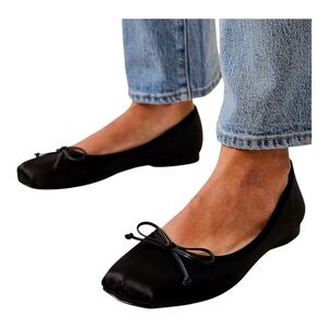 Jeffrey Campbell Satin Black Ballet Flats Aurora